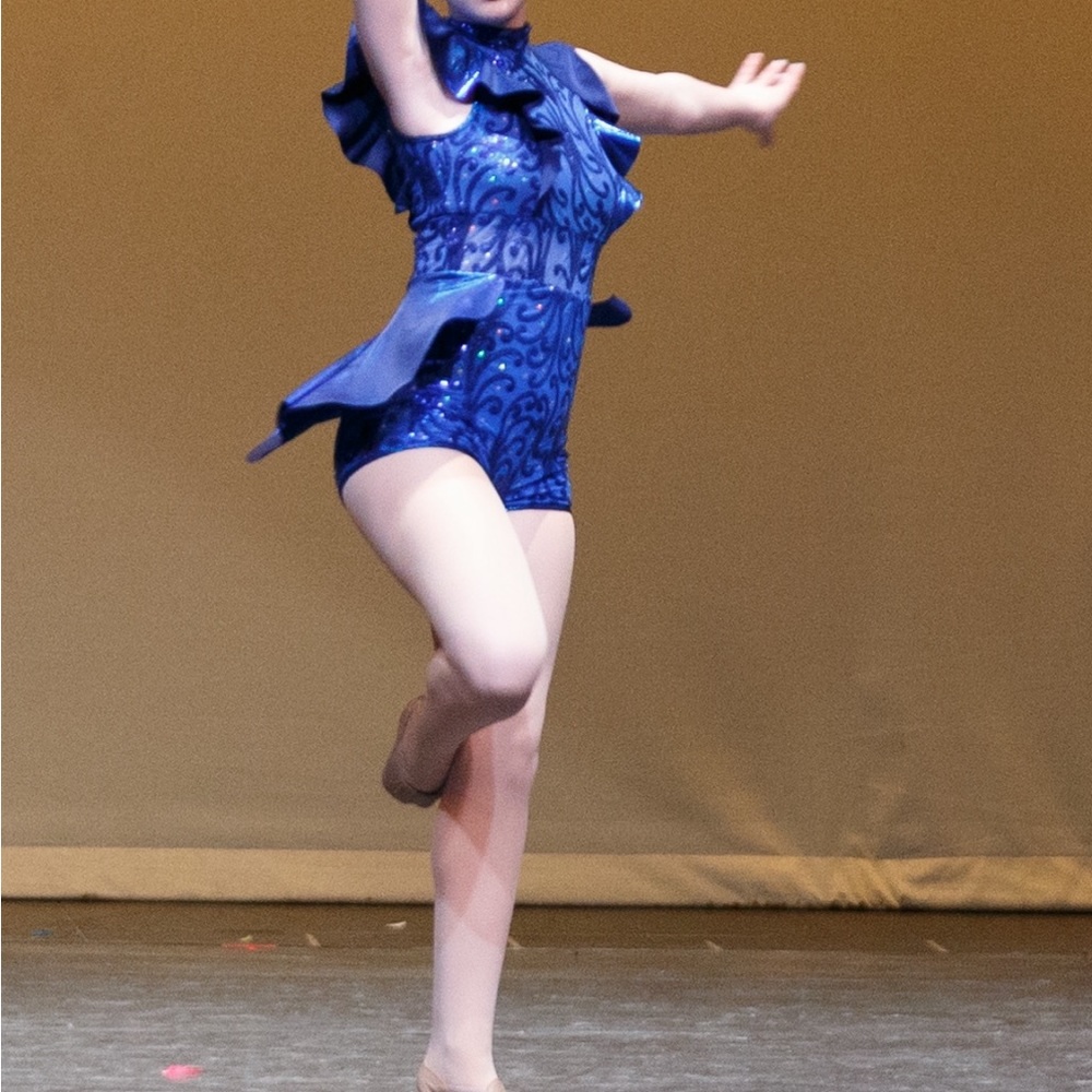 Curtain Call Sparkly Blue Biketard